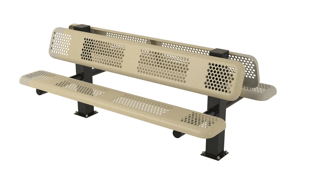 Perforated Double 4-4 Bench with Back - Image 2