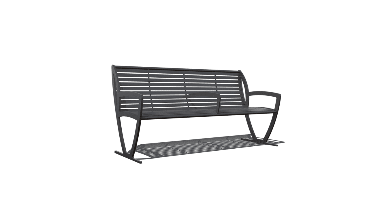 6' Zion with Back with Side and Center Armrests B6WBZI-ARM-CENTER
