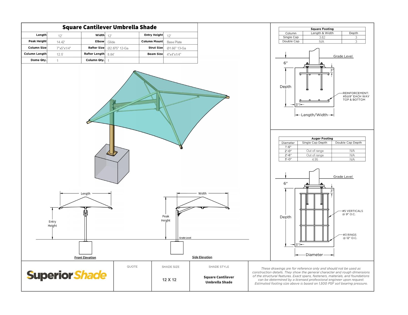 Cantilever Square Umbrella (Quick Ship) - Image 5