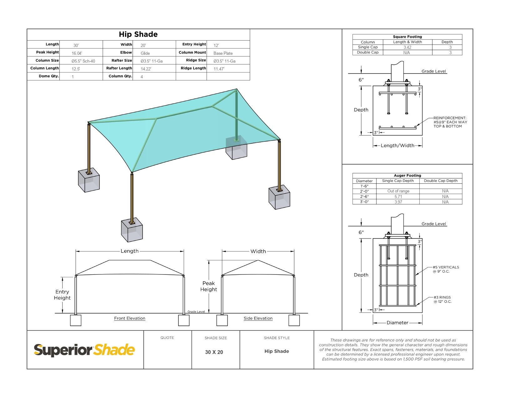 Rectangle Hip Shade 12' Eave Height - Image 9