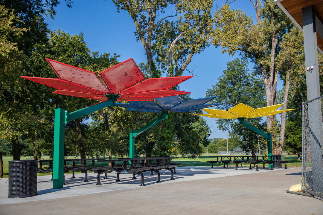 Steel Flower Shade installed 1
