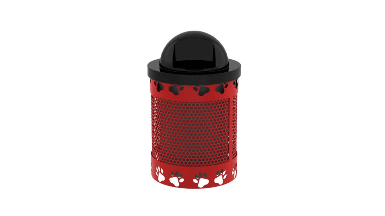 32 Gallon Perforated Trash Receptacle Paws Design TR32PERF-PWS